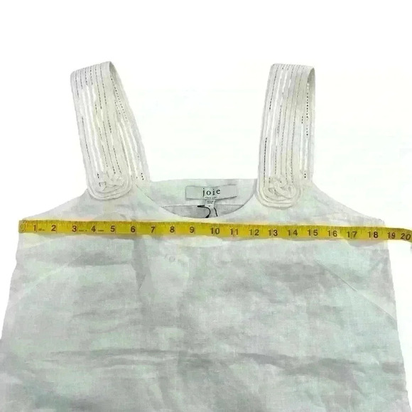 Joie Women's Paisley Linen beach resort vacation summer Top in Porcelain - Picture 10 of 11